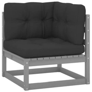 NNEVL Garden Corner Sofa with Anthracite Cushions Solid Pinewood - Picture 1 of 10