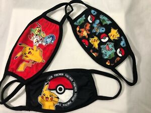 3-PACK Pokémon Face Masks and FREE Booster Card Pack! SHIPS FREE