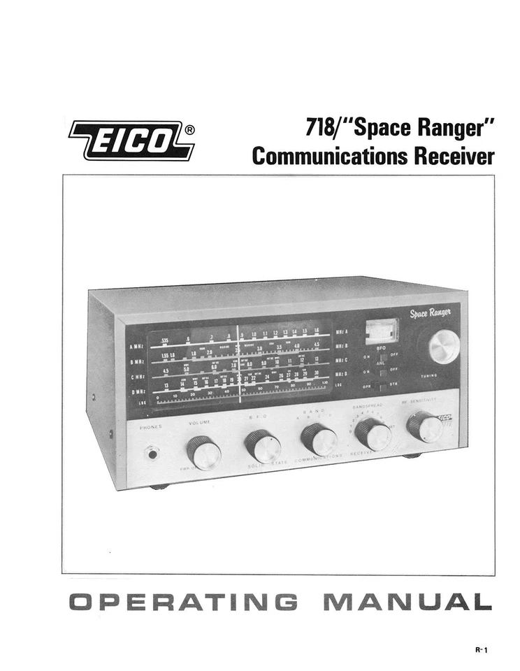 EICO Model 718 DX-718 Space Ranger Solid State Communication Receiver Manual - Image 1 of 1