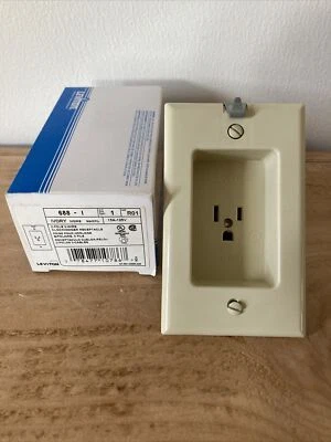 Leviton 688-I Clock Hanger Recessed Receptacle Ivory 15A 125V NOS NIB - Image 1 of 3