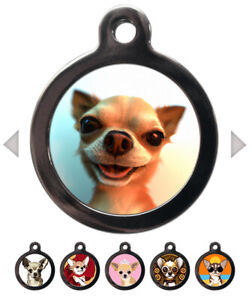 Étiquettes d'identification d'animal de compagnie Chihuahua Dog nom métallique personnalisé disque mignon pour collier