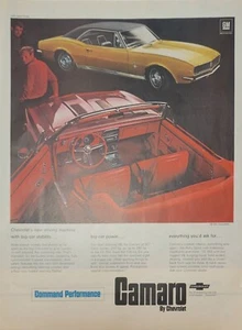 1966 Chevrolet '67 Camaro Herren Cabrio Schalensitze gewölbte Motorhaube Vintage Printanzeige - Bild 1 von 1