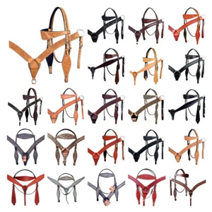 BH HILASON Western Horse Headstall Breast Collar Set Tack Genuine American - Picture 1 of 247