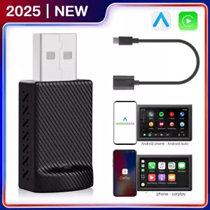 2 in 1 Wired to Wireless Carplay Android Auto Adapter USB Car Dongle Connect Box - Picture 1 of 15
