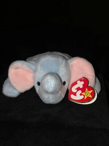 Ty Beanie Baby Style 4062 PEANUT the Elephant Light Blue! 1995 PVC Pellets Err - Picture 1 of 8