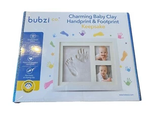 Bubzi Co. Charming Baby Clay Handprint & Footprint Keepsake Picture Frame NEW - Picture 1 of 2