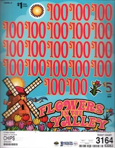 Pull Tab Tickets -Chip Tickets - Game - Flowers in the Valley - Picture 1 of 2