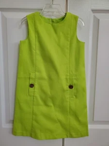 New NWT Gap Baby Kids Girl Neon Green Shift Mod Dress Pockets Size 5T 5 Years - Picture 1 of 4