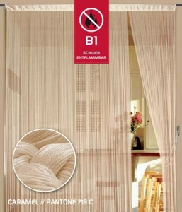 Fadenvorhang Kaikoon 150 cm x 700 cm caramel in B1 schwer entflammbar - Bild 1 von 3