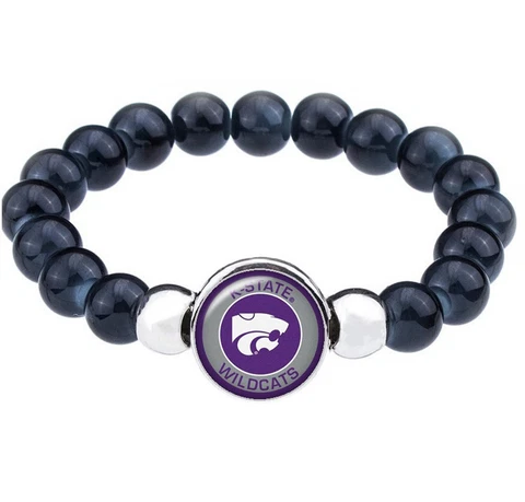 Kansas State University Wildcats Womens Mens Black Bead Chain Bracelet Gift D1 Cover