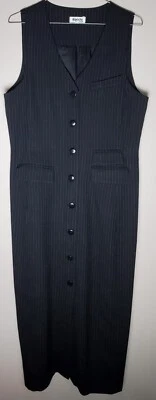 Traje Chaleco Vestido Lana Vintage Y2K Depeche Mode A Rayas 10 Negro Negocios Foto 1 de 4