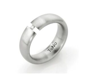 TENO Stainless Steel 6mm Ring with .031 CT Diamond Tension Set Size 9.5