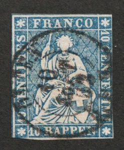 1854 Switzerland Seated Helvetia Sc# 16 - 20 Rappen. Used Cv$85.00 - Picture 1 of 1
