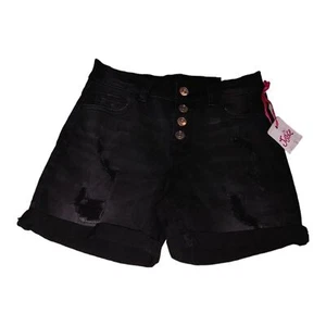 Justice Girls Black Denim Shorts 16 Soft Stretchy Comfy Midi Shirt NWT - Picture 1 of 7