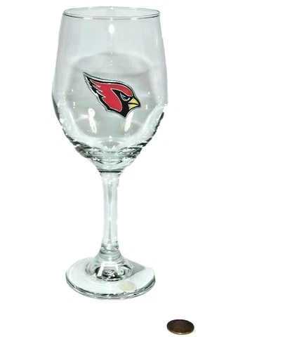 *NEW* Arizona Cardinals Wine Glass Stemmed  NFL Football Metal Enamel Logo 14oz Cover