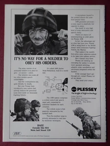 6/1988 PUB PLESSEY MILITARY COMMUNICATIONS ANR ACTIVE NOISE REDUCTION WARRIOR AD - Picture 1 of 1