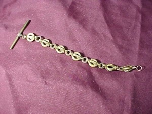 Early 20thc VICTORIAN Era Gold Fill WATCH CHAIN w LEAF Decoration 6" - Picture 1 of 2