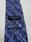 Pronto Uomo Men's 100% Silk Tie Blue/Purple Paisley 58"L  3.5"W Hand Made 