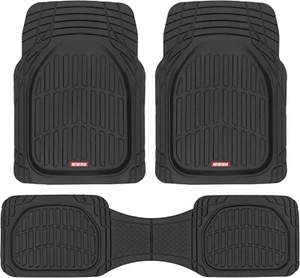 Motor Trend FlexTough Floor Mats for Cars, Black Deep Dish All-Weather Mats, Wat - Foto 1 di 8