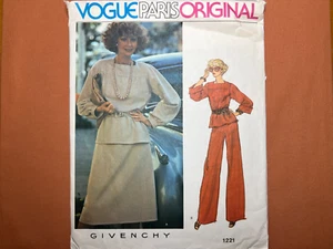 Vogue Designer Pattern 1221 Givenchy Misses Top Skirt Pants Size 8 FF UNCUT - Picture 1 of 3