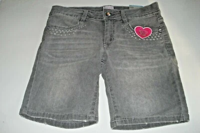 Bermudas vaqueras grises bonitas talla grande 10 1/2 bolsillos adornados para niñas Foto 1 de 3
