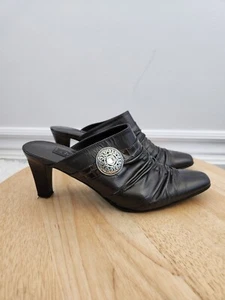 Zapatos Brighton Mujer 6.5 Cuero Rubens Tacón Arrugado Espalda Abierta Mules Cocodrilo - Imagen 1 de 10