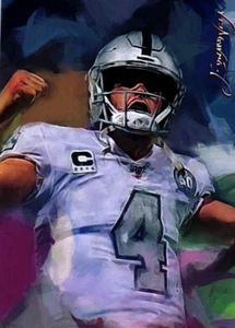Derek Carr 2021 Authentic Artist Signed Limited Edition Print Card 11 of 50 - Bild 1 von 4