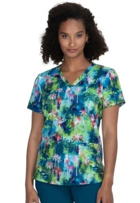 Koi Scrubs #1079 V-Neck Print Scrub Top in "Palm Oasis" Size S - Image 1 of 4