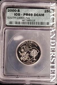 2000-S South Carolina State Quarter-ICG PR 69 DCAM Ch Gem Proof #SLF918 - Picture 1 of 2