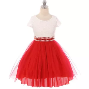 ROJO Talla 2 Vestido Niña Flor Cumpleaños Recital Regreso a Casa Dama de honor Fiesta Formal - Imagen 1 de 3