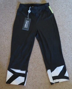 VERSACE JEANS COUTURE BLACK + WHITE FITTED STRETCH CROP LEGGINGS BNWT - Picture 1 of 7