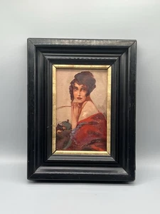 DEKORATIVES PORTRÄT EINER FRAU ÖL AUF HOLZ - GERAHMT, UNSIGNIERT | P. - Bild 1 von 24