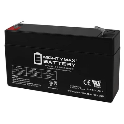 Mighty Max ML1.3-6 - 6 Volt 1.3 AH, F1 Terminal, Rechargeable SLA AGM Battery - Image 1 of 4