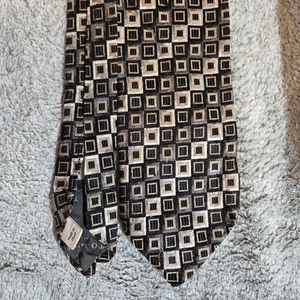 Pronto Uomo Men's XL 62" Necktie Gray Black White Monochromatic Geometric EUC - Picture 1 of 8