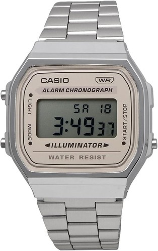 Casio A168 Digital Watch Gold Argyle Face Retro Style From Japan