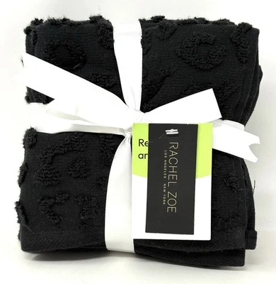 4 paños faciales texturizados Rachel Zoe negro leopardo guepardo animal estampado Foto 1 de 4