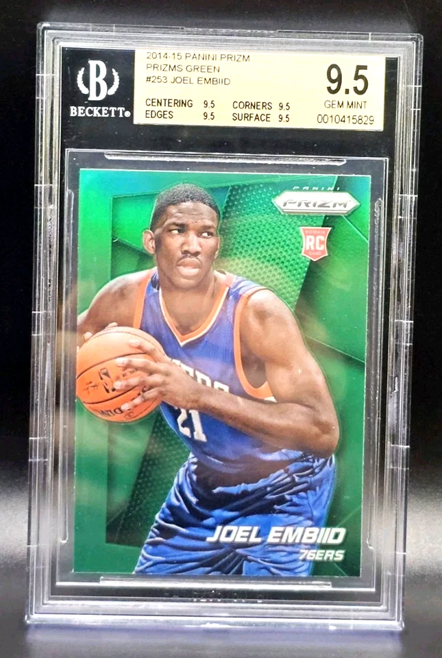 Joel Embiid 2014-15 Prizm verde paralelo novato radiocontrol #253 76ers BGS 9,5 Foto 1 de 2