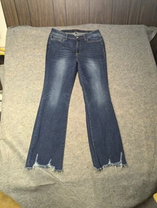 Judy Blue Size 13/31 Jennifer Mid Rise Boot Cut Jeans Cut Distressed Hem Western - Picture 1 of 9