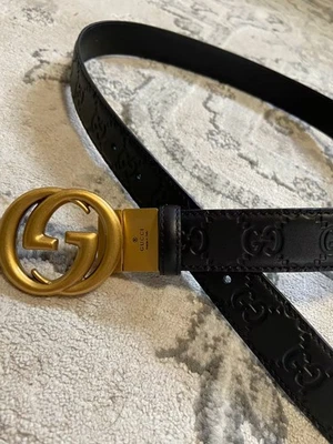 Gucci Belt GG Buckle Leather with Gold Color Hardware Size 38 / 95 cm - Image 1 of 4