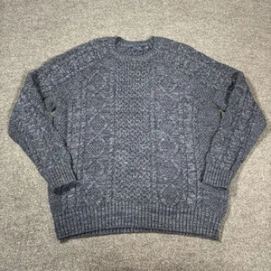 Polo Ralph Lauren Fisherman Sweater Mens Large Cable Knit Blue Pullover - Picture 1 of 13