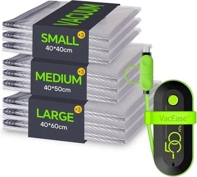 Vacbird Vakuumbeutel Für Kleidung Mit Elektrischer Pumpe, 9 Stück (3X 40X40, 3X - Bild 1 von 4