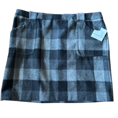 Liz Claiborne шерстяная смесь серый чек мини юбка новый с Ярлыками Sz 16 Uptown опрятный ботаников Geek - Изображение 1 из 4