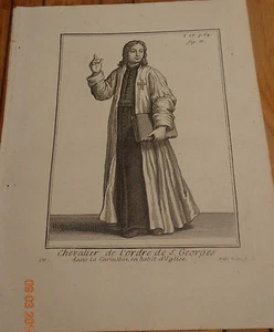 1 GRAVURE XVIIIème RELIGION ORDRE CHEVALIER ORDRE DE ST GEORGES  - Picture 1 of 1