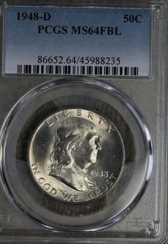 Nice Uncirculated 1948-D Franklin Half Dollar - PCGS MS64FBL! Cover