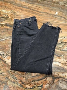 Jeans Re/done 26 nero vita alta bottoni fly orlo grezzo skinny - Foto 1 di 12