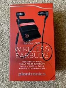 NEW Plantronics BackBeat Go 2 Wireless Earbuds + Charging Case Bluetooth - Black - Photo 1 sur 4