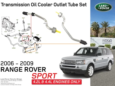 Tubo de manguera de línea de enfriador de aceite de transmisión Land Range Rover Sport LR3 V8 genuino OEM Foto 1 de 2