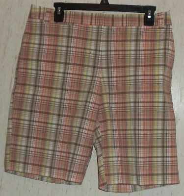 НОВЫЙ!  ЖЕНСКИЕ IZOD эластичной довольно бежевый клетку шорты размер 10 - Изображение 1 из 3