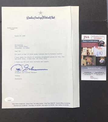 Texas Schramm - NFL Executive, Dallas Cowboys - Signed Letter JSA CERTIFIED - Image 1 of 4