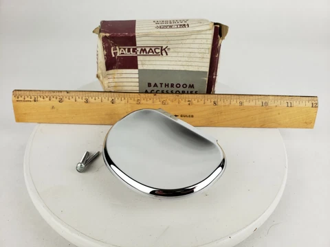 Vintage HALL-MACK Chrome Soap Holder 822 Bathroom Floating Modern New old Stock Cover